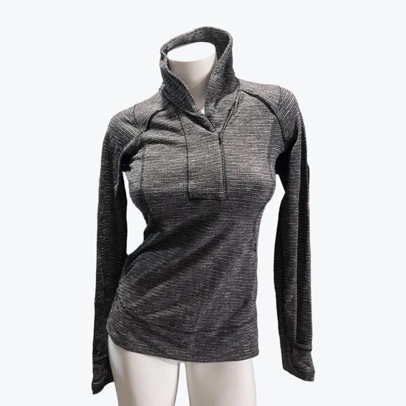 Lululemon Think Fast Pullover 1/4 Zip Gray Black Running Top Womens 6 - Picture 3 of 9